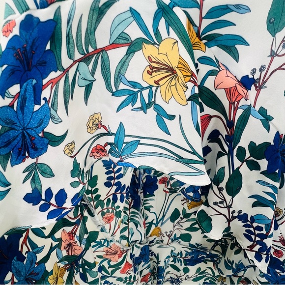 PARKER Blue Floral Lilly High Low Ruffle Dress Short Sleeve Flowy Dress Sz Small - Picture 10 of 15